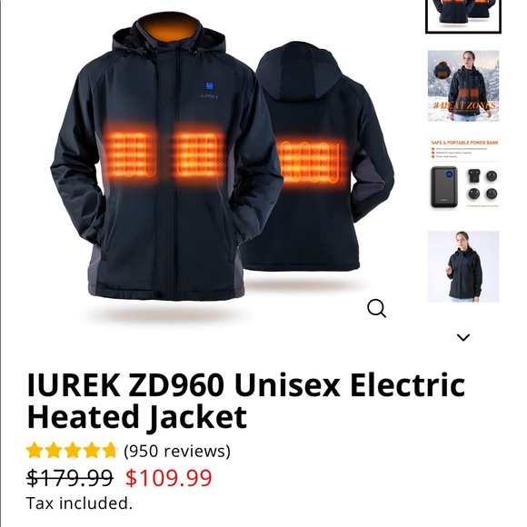 Nwt Iurek Unisex Heated Jacket Small 